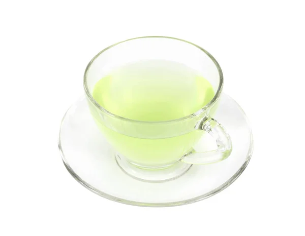 Glass Pandan Juice Green Leaves Isolated White Background — Stock Photo, Image