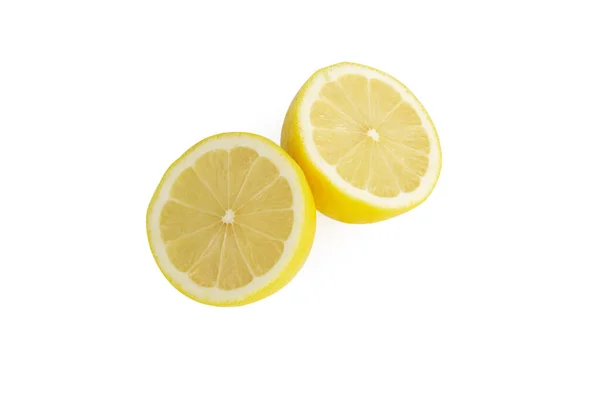Primer Plano Rodaja Fruta Fresca Limón Aislado Sobre Fondo Blanco — Foto de Stock