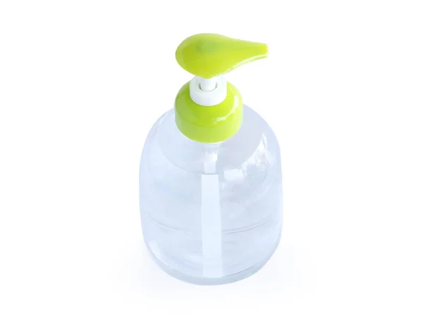 Alcoholgel Plastic Fles Witte Achtergrond Voor Het Wassen Van Hand — Stockfoto