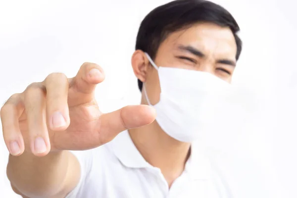 Nahaufnahme Mann Mit Mundschutz Zum Schutz Der Luftverschmutzung Oder Virus — Stockfoto