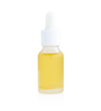 Beyaz arka planda yeşil yaprak bitkisi bulunan esrar veya marihuana yağı, sağlık hizmetleri ve tıbbi konsept