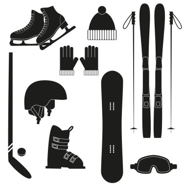 Winter sports icons on white background.  clipart