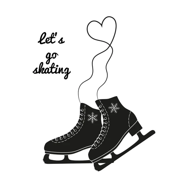 El icono de los patines con texto "Vamos a patinar ". — Archivo Imágenes Vectoriales