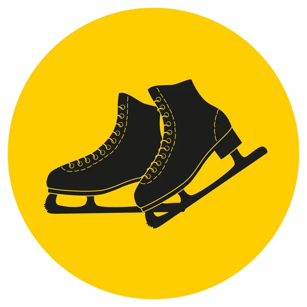 The skates icon on the yellow background. — Stock Vector