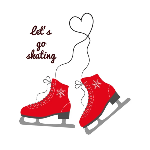 The skates icon with text "Let 's go skating ". — стоковый вектор
