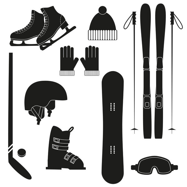 Winter sports icons on white background. 