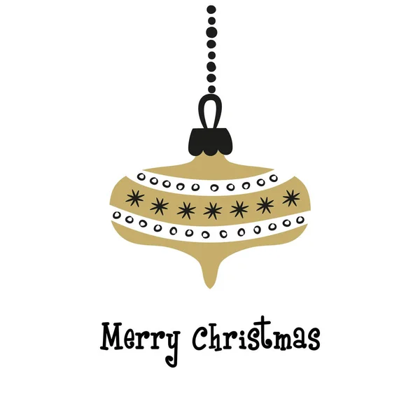 Boule dorée de Noël sur fond blanc . — Image vectorielle