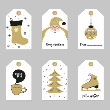 Mutlu Noeller ve mutlu yeni yıl etiketleri ile ayarla.