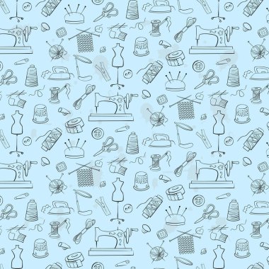 Desen örgü, dikiş ve iğne işi simgeler.