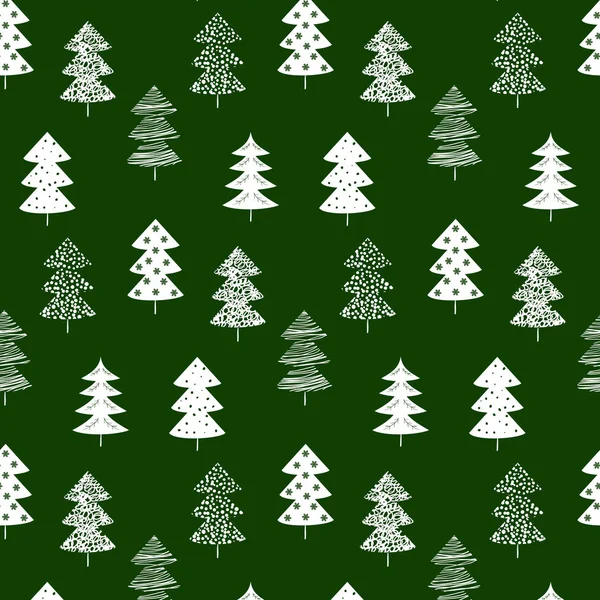 Seamless mönster med julgranar för din design. — Stock vektor