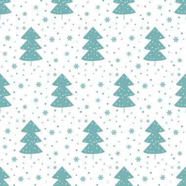 Kar taneleri ve ağaçları ile Seamless Modeli.