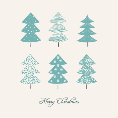 Noel kartı ile Noel ağaçları. 