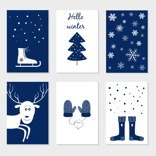 Conjunto de tarjetas universales de Navidad . — Vector de stock
