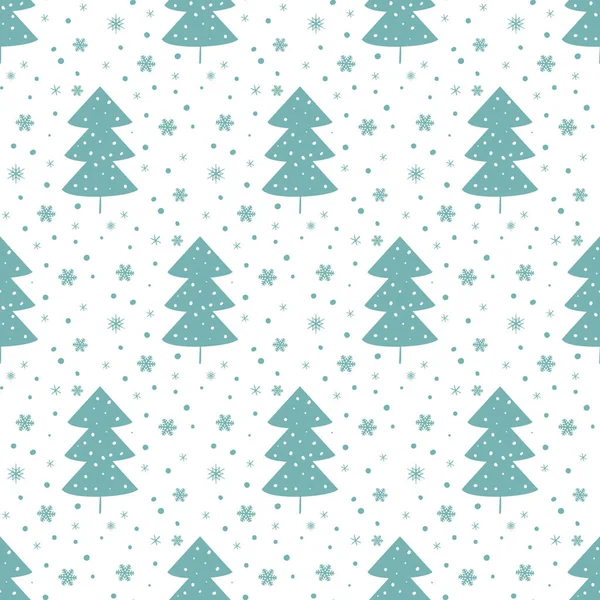 雪と木とのシームレスなパターン. — ストックベクタ