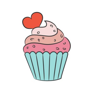 Beyaz arka plan üzerinde yürekleri cupcake.
