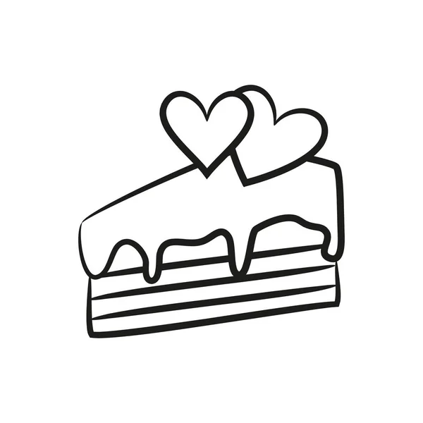 Pastel con corazones en el fondo blanco. Ilustración vectorial . — Archivo Imágenes Vectoriales