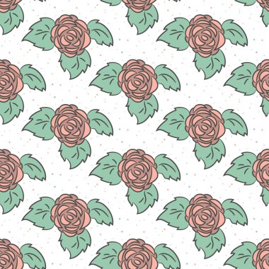 Gül, des için beyaz arka plan üzerinde ile Seamless Modeli