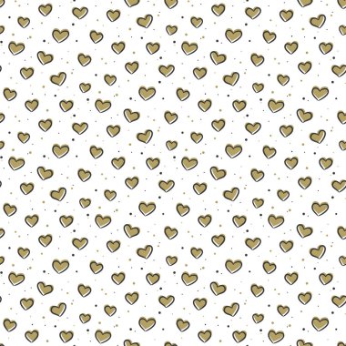 Beyaz arka planda, d için yürekleri seamless modeli