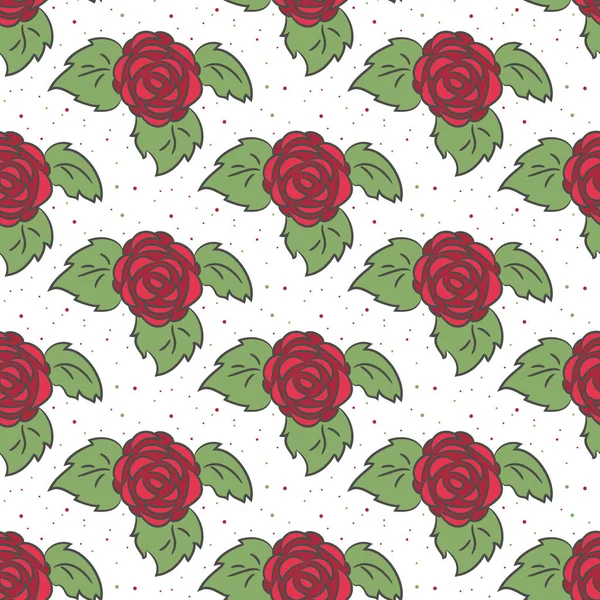 Motif sans couture avec des roses sur le fond blanc pour votre des — Image vectorielle