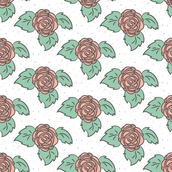 Seamless pattern with roses on the white background for your des — Stock Vector