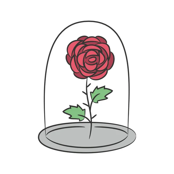 Rose dans une fiole de verre. sur le fond blanc pour votre désir — Image vectorielle