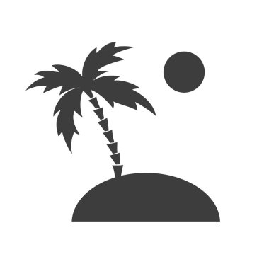 Palmiye ve güneş Adası siyah simgesiyle. 