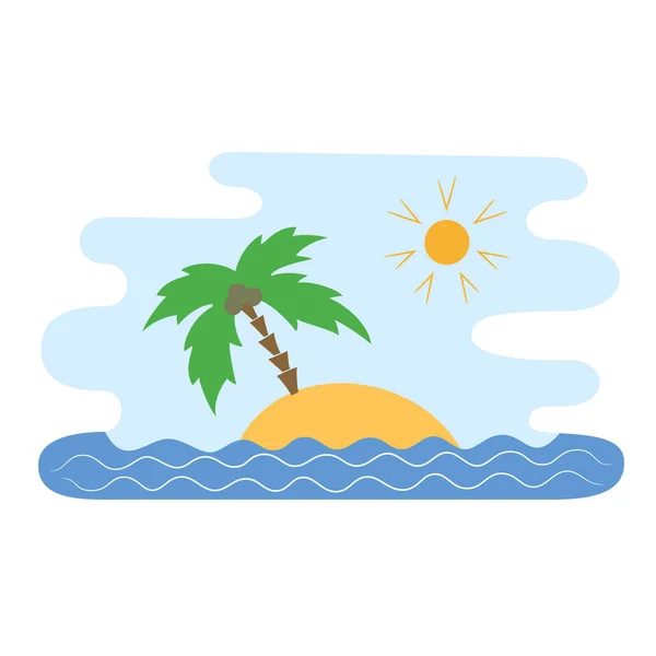 Isla icono colorido con la palma sobre el fondo blanco . — Archivo Imágenes Vectoriales