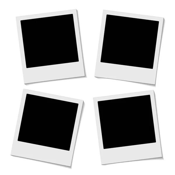Set of retro photo frames with shadows on the white background. — Stock Vector