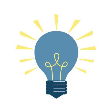 Beyaz arka plan üzerinde ampul simgesi. 