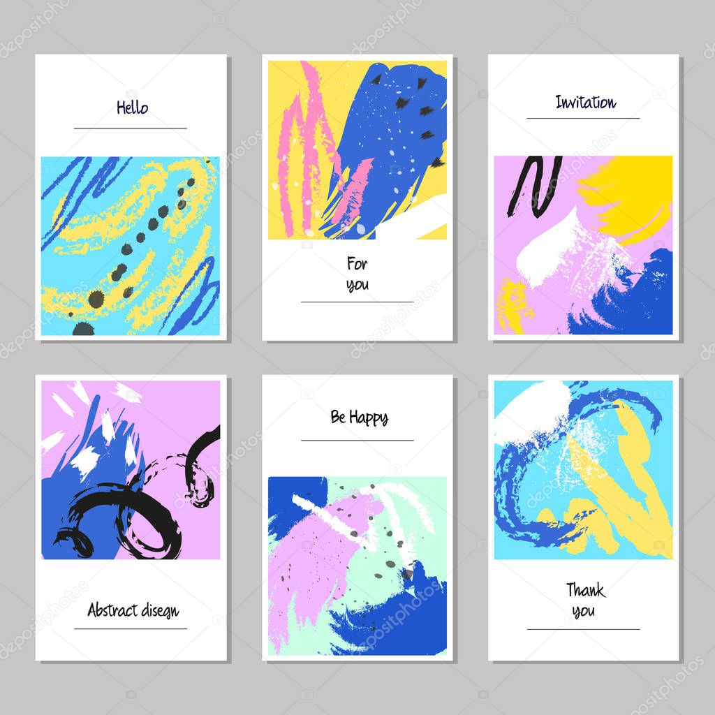 Set of universal cards and invitations, abstract modern style.