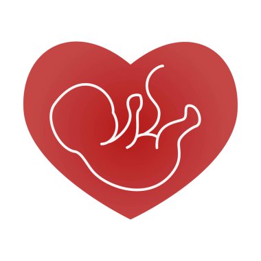Ultrasonografi kalp arka plan üstünde kutsal kişilerin resmi bebek. Vektör illust