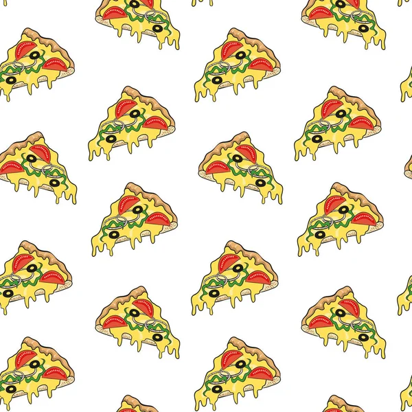 Pizza varrat nélküli mintát háttér. — Stock Vector