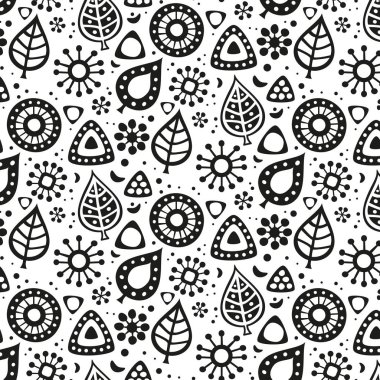 Yaprak ve çiçek ile şirin seamless modeli. 