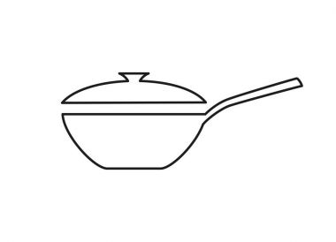 Wok tava simgesi beyaz arka plan üzerinde. 