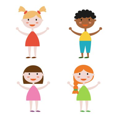 Beyaz arka plan üzerinde çocuklar sevimli dizi. 