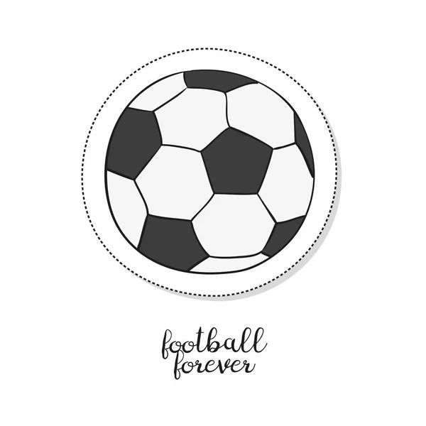 Kreslený nálepka s fotbalovým míčem na bílém pozadí. — Stockový vektor