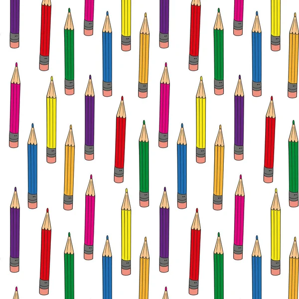Motif coloré avec crayons de couleur pour le dessin sur fond blanc — Image vectorielle