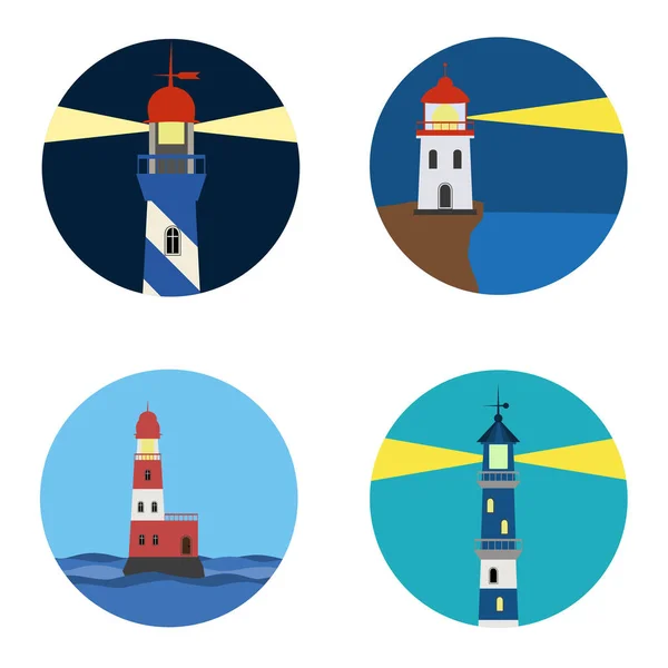 Conjunto de iconos del faro sobre fondo blanco . — Vector de stock