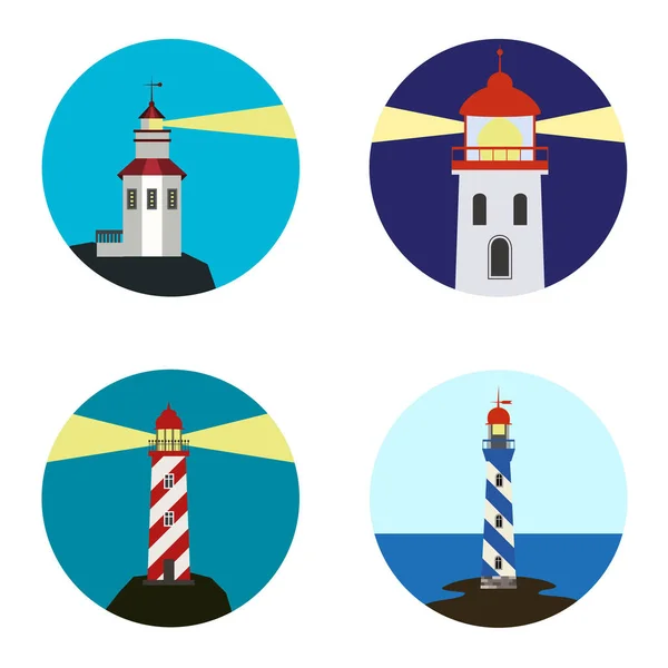 Conjunto de iconos del faro sobre fondo blanco . — Vector de stock