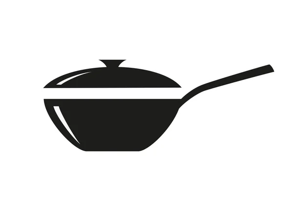 Значок сковородки на белом фоне . — стоковый вектор