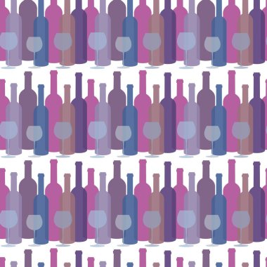 Şişe şarap ve kadehlerin beyaz b ile Seamless Modeli