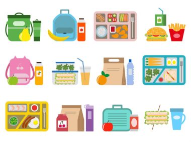 Büyük çocuklar için okul öğle yemeği kutu ayarla. 