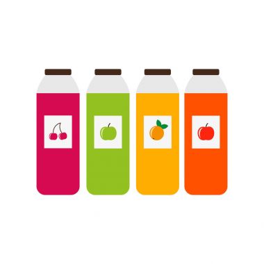 Değişik suyu şişeleri kümesi. 