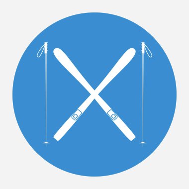 Mavi zemin üzerine beyaz Kayak simgesi. 