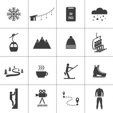 Set of icons for ski and winter sports.  clipart