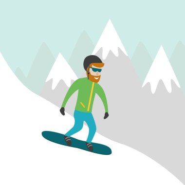 Snowboard ile Kayak illüstrasyon.