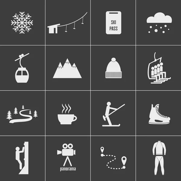 Conjunto de iconos para esquí y deportes de invierno . — Vector de stock