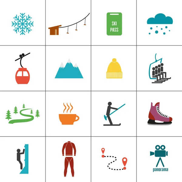 Set van pictogrammen voor ski- en wintersport. — Stockvector