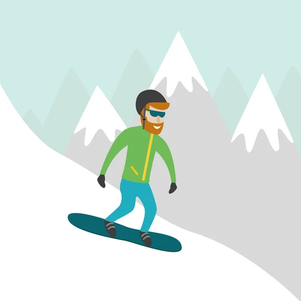 Ilustração da estância de esqui com snowboarder . — Vetor de Stock