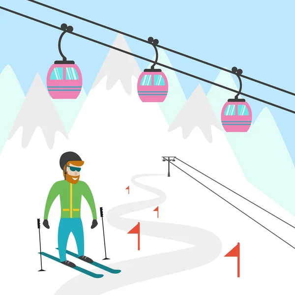 Ilustração do resort de esqui. — Vetor de Stock